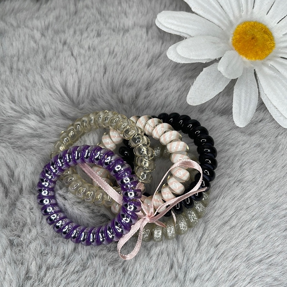 5 Large Spiral Coil Hair Ties